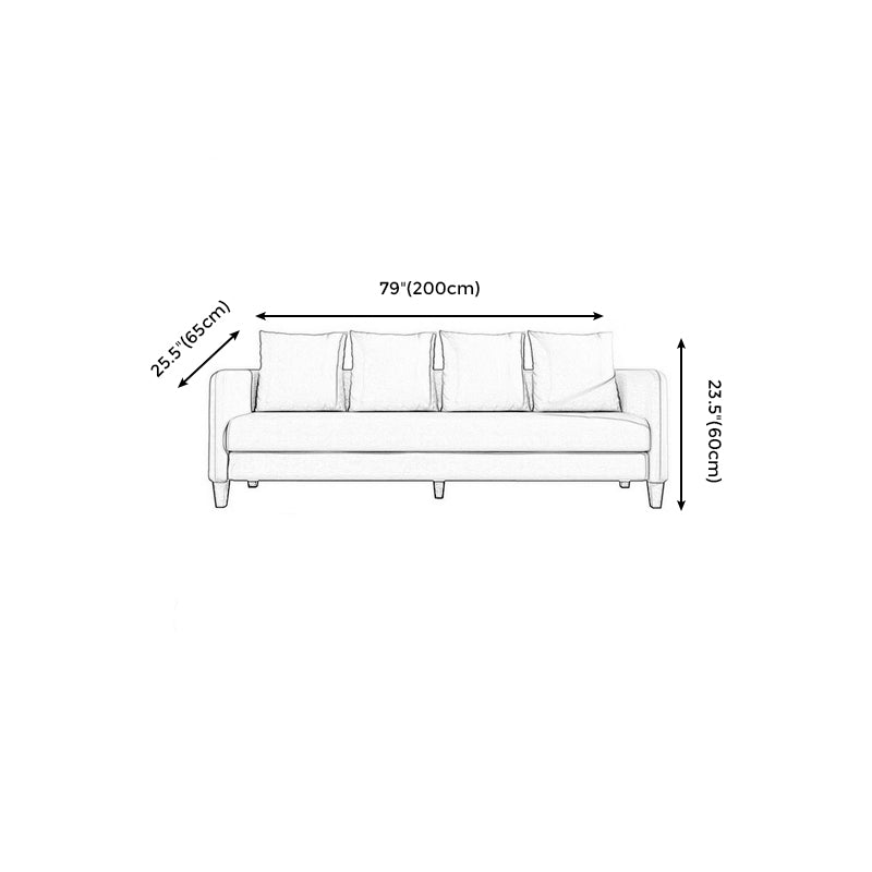 Scandinavian 3-seater Faux Leather Sofa Pillow Back Couch with Tuxedo Arm
