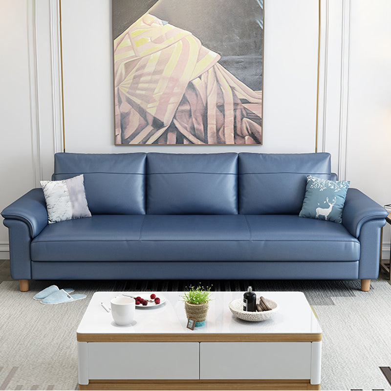 Stain Resistant Faux Leather Sofa Couch Pillow Top Arm Settee Couch with Pillows