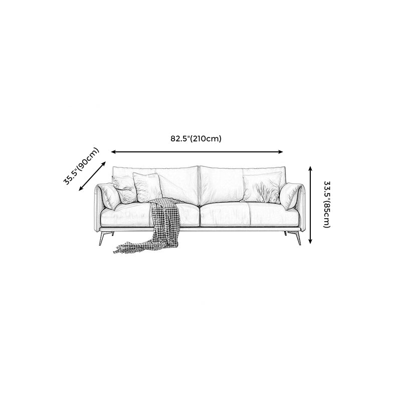 Contemporary Dark Brown Upholstery Sofa with Pillow Back for Living Room