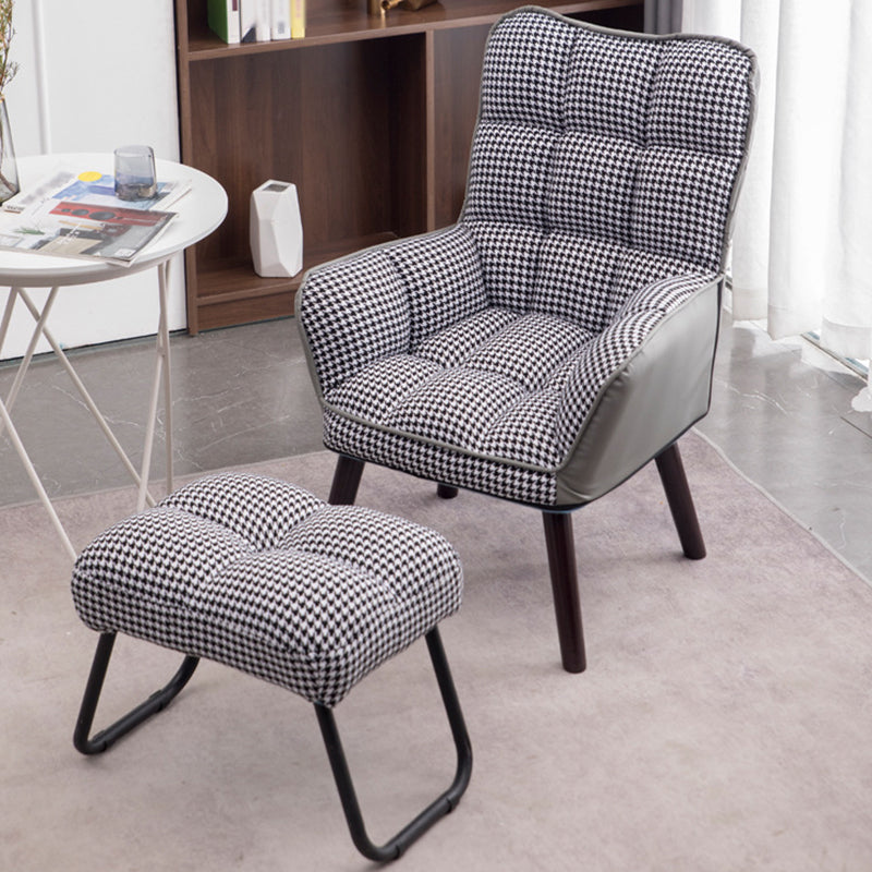 PU Leather Arm Chair 30.70" L x 20.86" W x 39.37" H Biscuit Back Accent Armchair