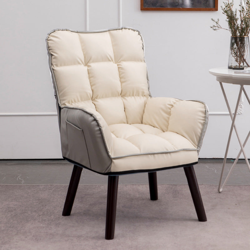 PU Leather Arm Chair 30.70" L x 20.86" W x 39.37" H Biscuit Back Accent Armchair