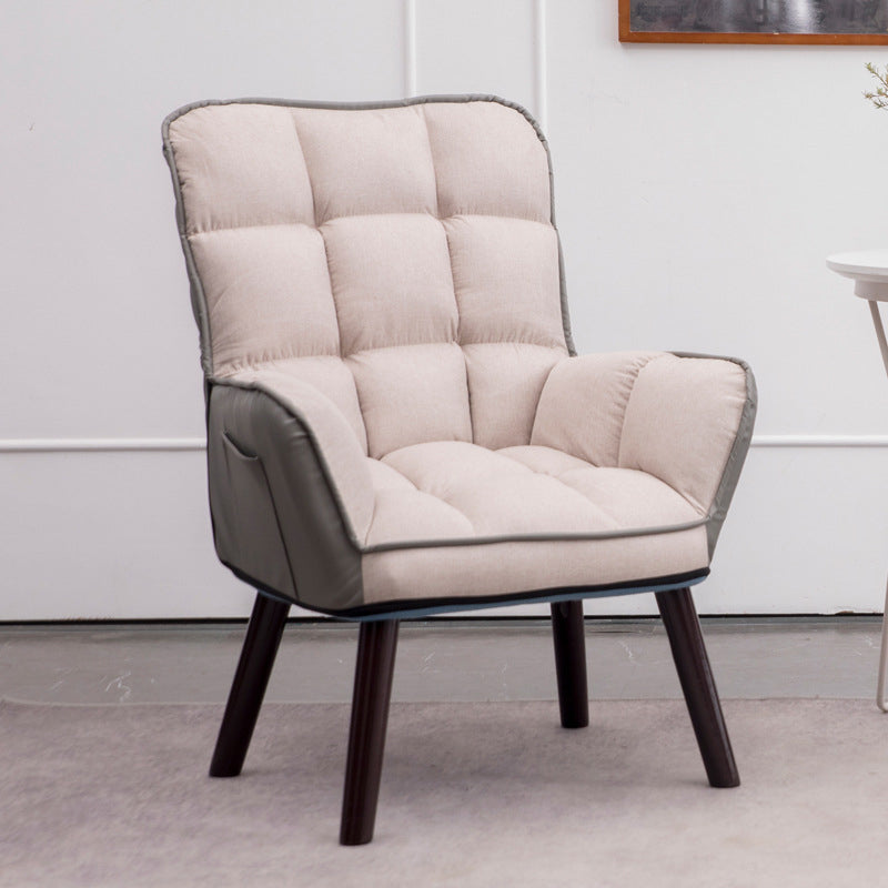 PU Leather Arm Chair 30.70" L x 20.86" W x 39.37" H Biscuit Back Accent Armchair