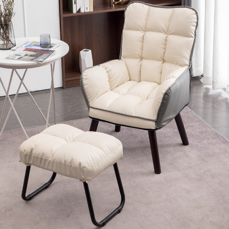 PU Leather Arm Chair 30.70" L x 20.86" W x 39.37" H Biscuit Back Accent Armchair