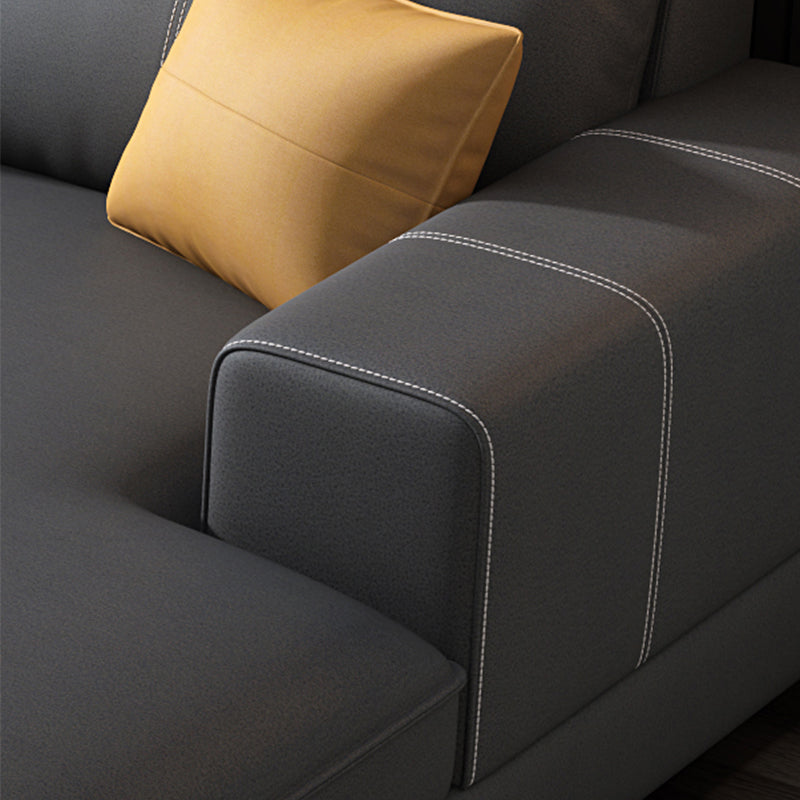 L-Shape Faux Leather Square Arm High Back Sectional with Wear-Resisting