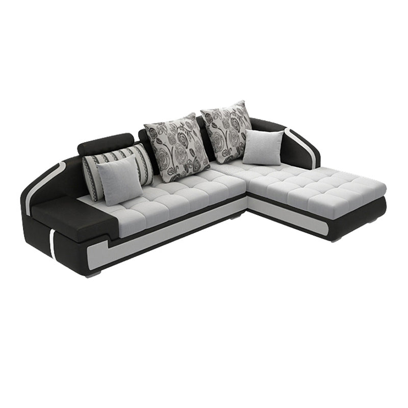 Light Gray Contemporary Sectional with Removable Cushions for Living Room