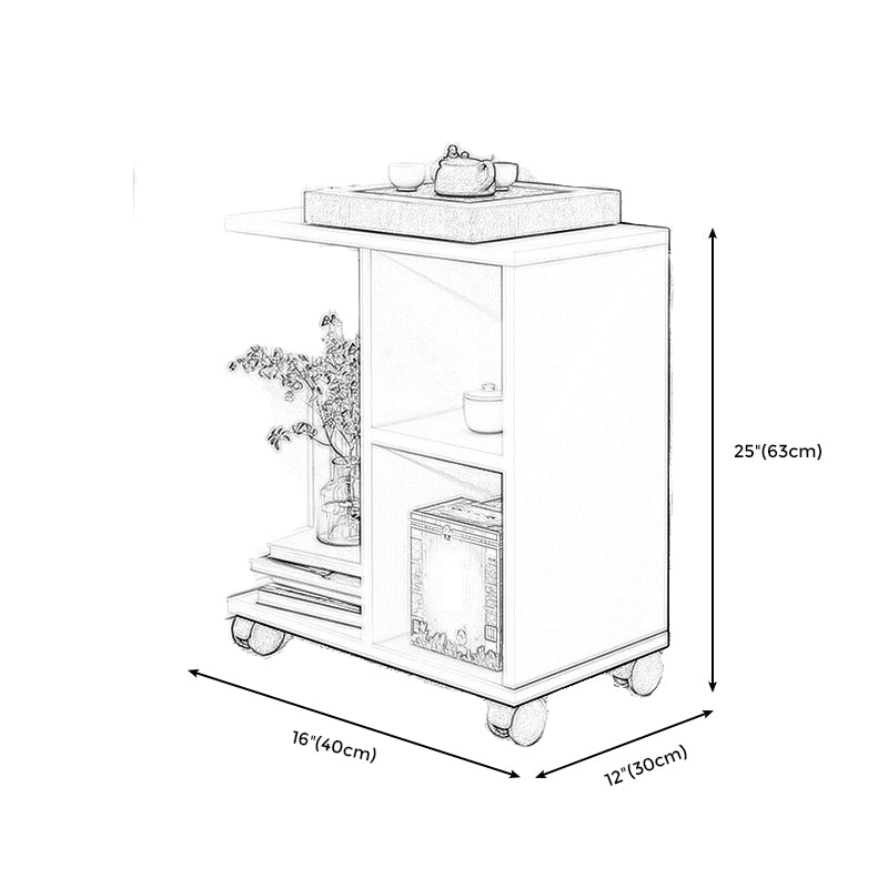 Transitional Rectangular End Table Removable Sofa Side Table with Storage