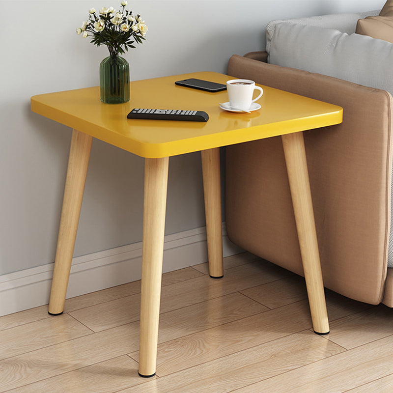 Scandinavian 16.5-inch Tall Wood Top End Table Square 4 Legs Side Table