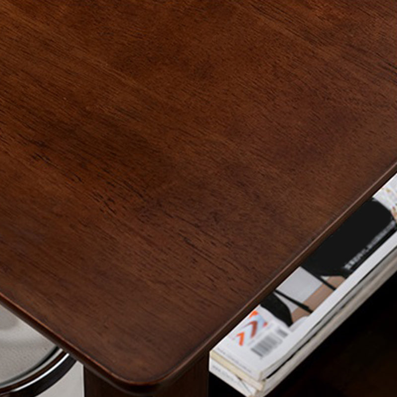 Walnut Square Accent Side Table 21.65"/23.62" H Wood 4 Legs Side End Table