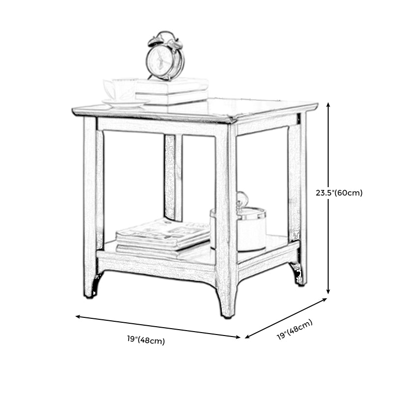 Walnut Square Accent Side Table 21.65"/23.62" H Wood 4 Legs Side End Table