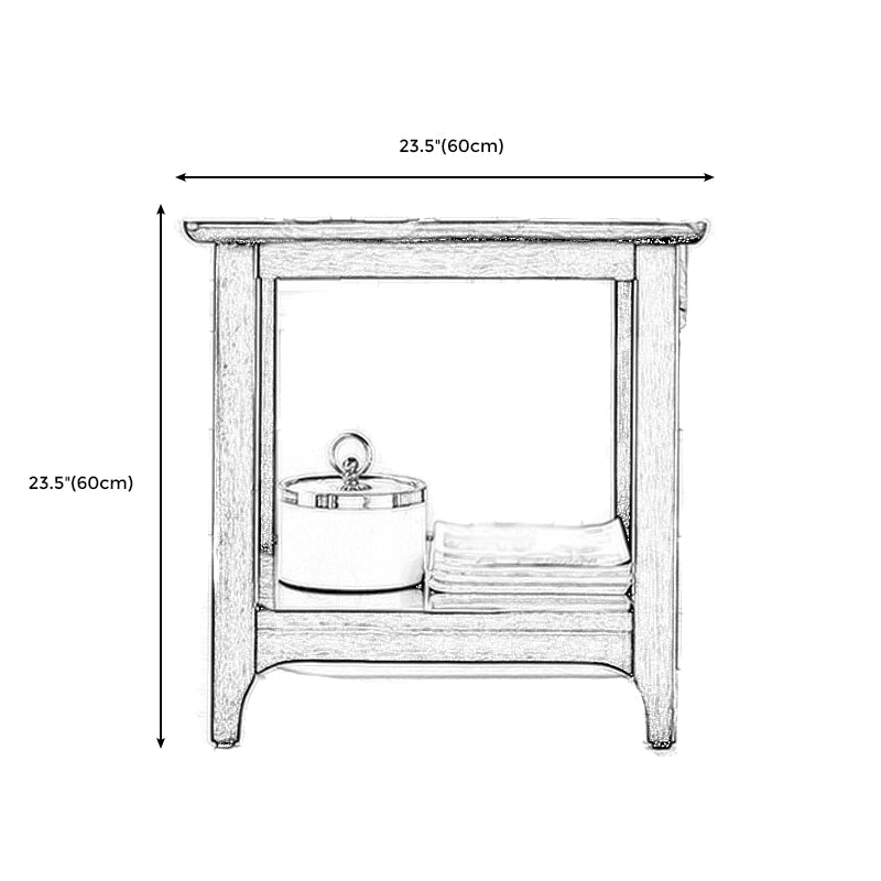 Walnut Square Accent Side Table 21.65"/23.62" H Wood 4 Legs Side End Table