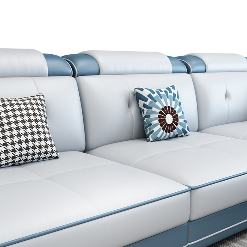 Faux Leather Slipcovered Modern Storage Sectional for Four People