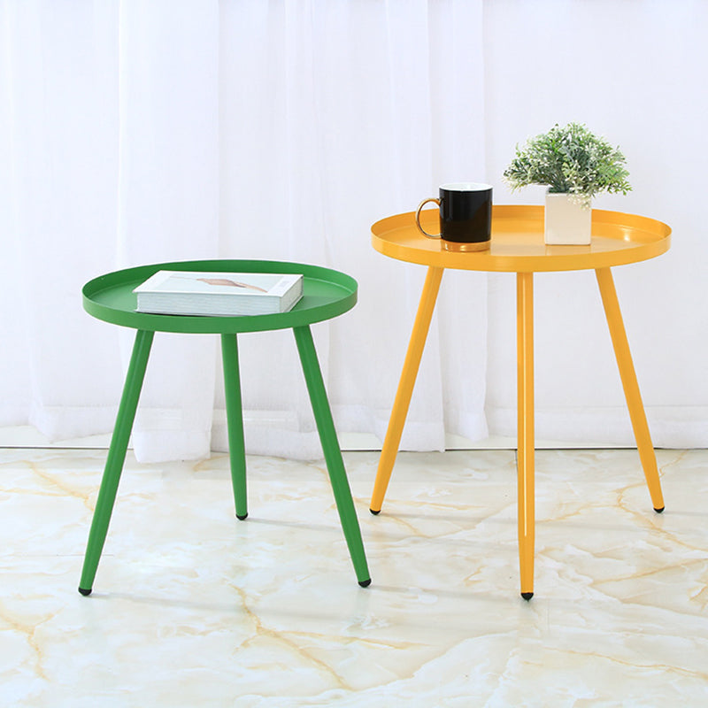 Contemporary 3 Legs Coffee Table Metal Tray Top Cocktail Table