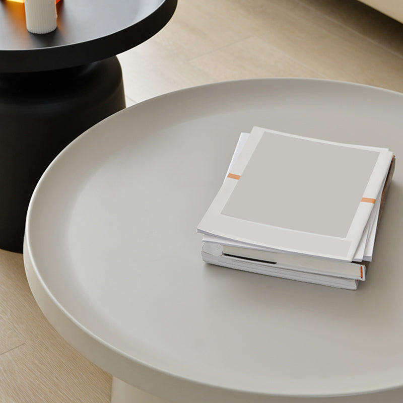 Black/White Pedestal Coffee Table Modern Marble Cocktail Table for Room