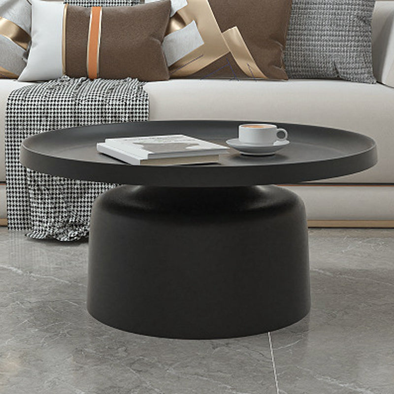Black/White Pedestal Coffee Table Modern Marble Cocktail Table for Room