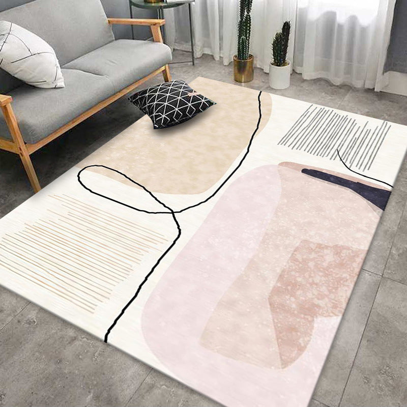 White Line Carpet Polyester Nordic Carpet Stain Resistant Carpet for Home Decor
