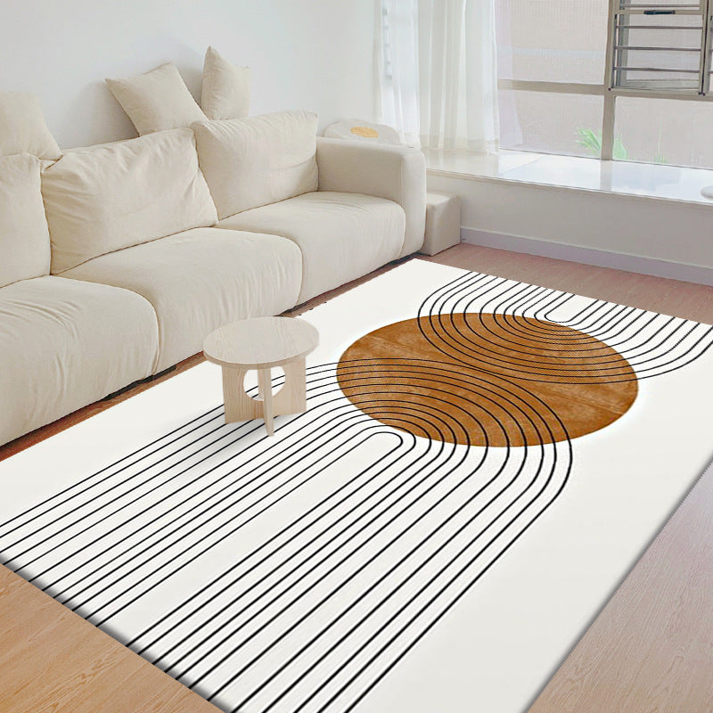 White Line Carpet Polyester Nordic Carpet Stain Resistant Carpet for Home Decor