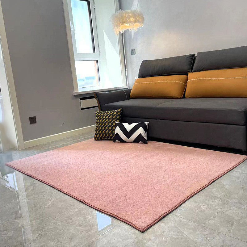 Pink Casual Rug Polyester Solid Color Rug Stain Resistant Rug for Living Room