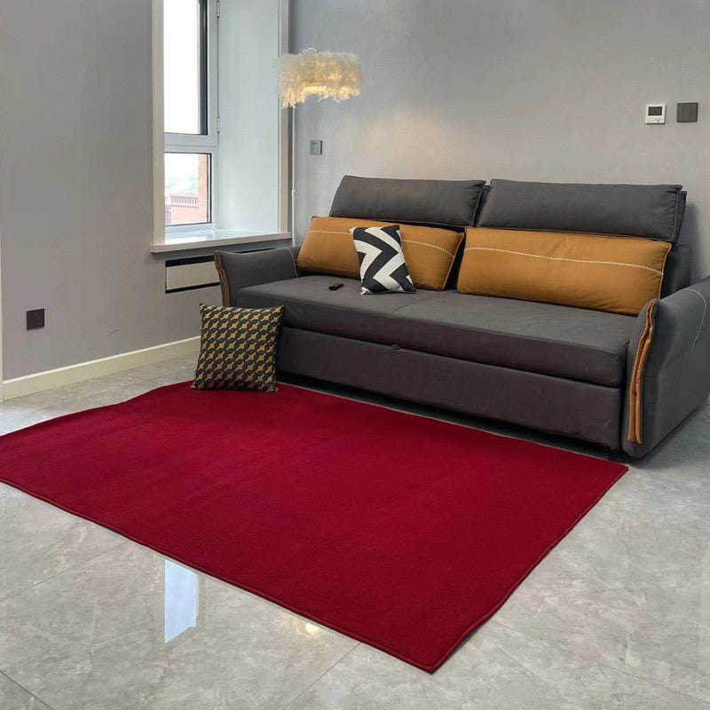 Pink Casual Rug Polyester Solid Color Rug Stain Resistant Rug for Living Room