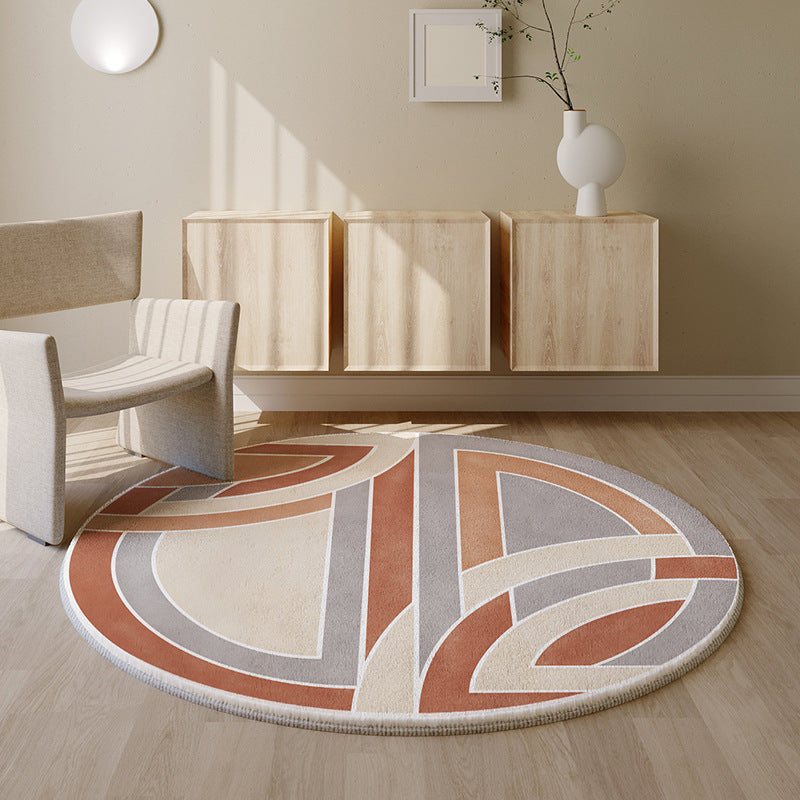 Orange Modern Rug Polyester Color Piece Indoor Rug Stain Resistant Rug for Drawing Room