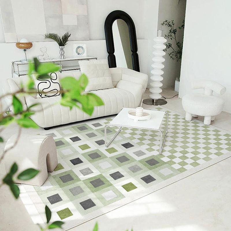 Green Modern Carpet Polyester Geometry Carpet Area Carpet Washable Carpet for Sitting Room