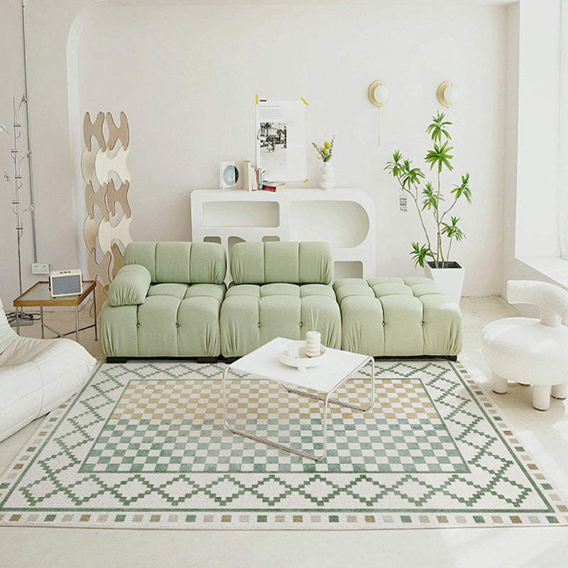 Green Modern Carpet Polyester Geometry Carpet Area Carpet Washable Carpet for Sitting Room