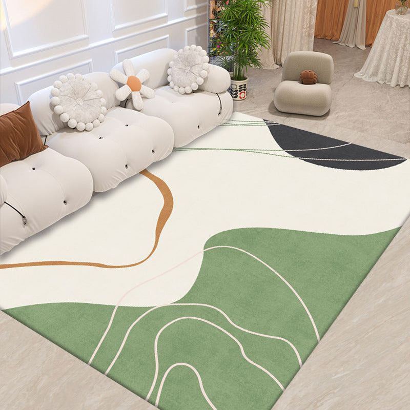 Green Modern Carpet Polyester Geometry Carpet Area Carpet Washable Carpet for Sitting Room