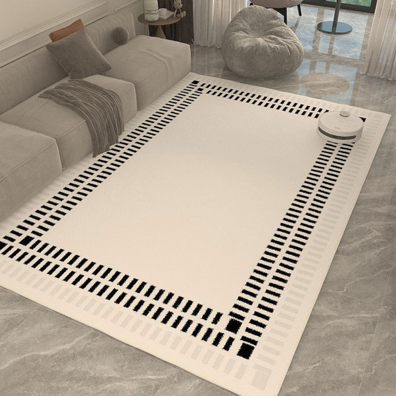 White Causal Rug Polyester Graphic Indoor Rug Washable Area Rug for Sitting Room