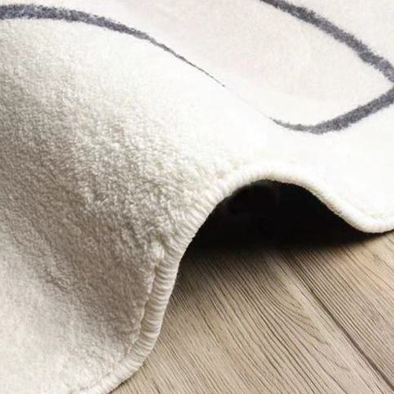White Causal Rug Polyester Graphic Indoor Rug Washable Area Rug for Sitting Room