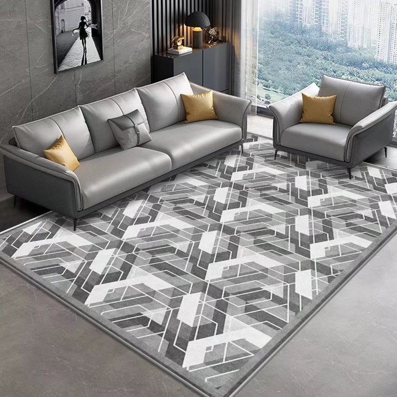 Dark Gray Gorgeous Rug Polyester Graphic Rug Stain Resistant Rug for Living Room