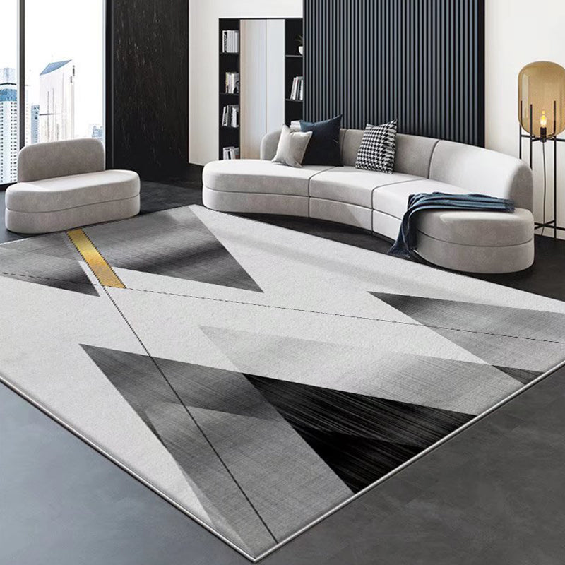 Dark Gray Gorgeous Rug Polyester Graphic Rug Stain Resistant Rug for Living Room