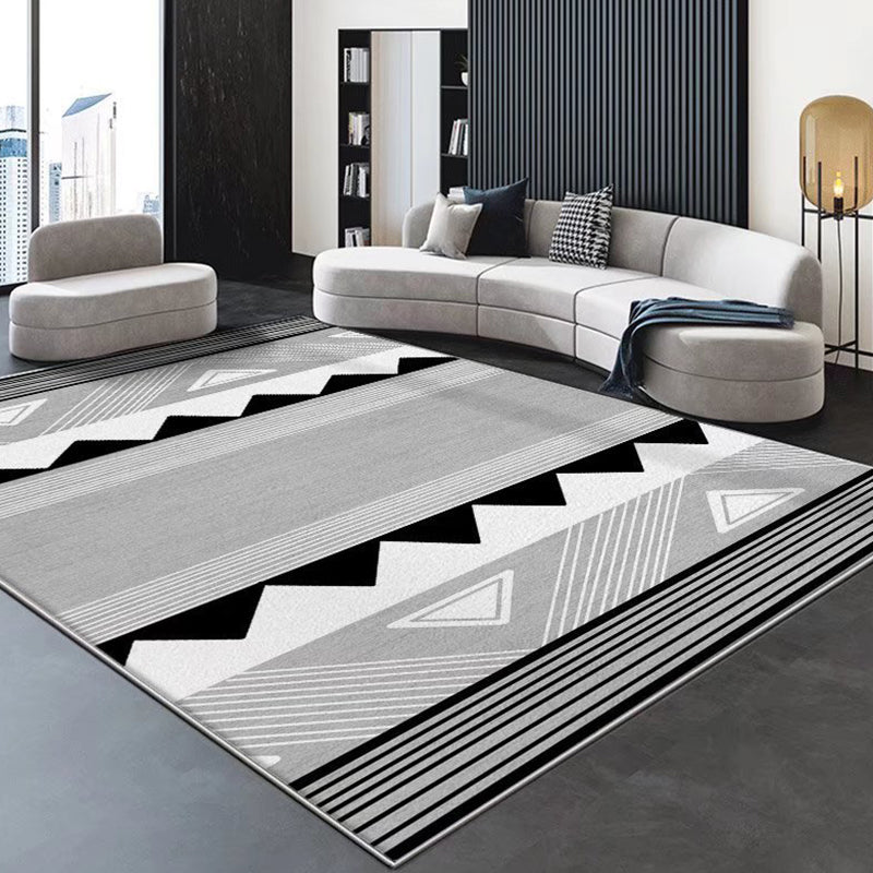 Dark Gray Gorgeous Rug Polyester Graphic Rug Stain Resistant Rug for Living Room