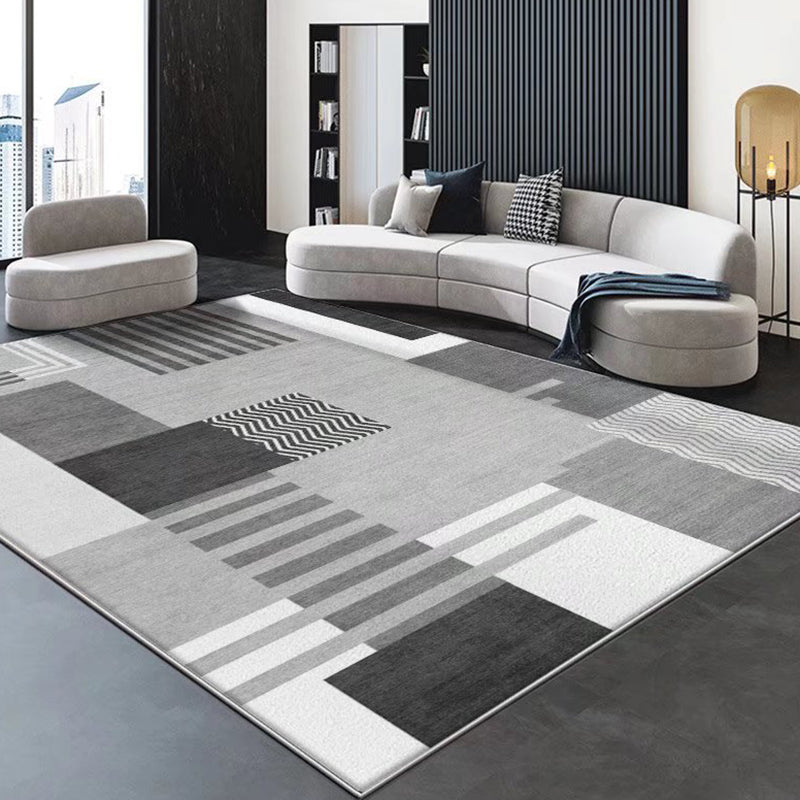 Dark Gray Gorgeous Rug Polyester Graphic Rug Stain Resistant Rug for Living Room