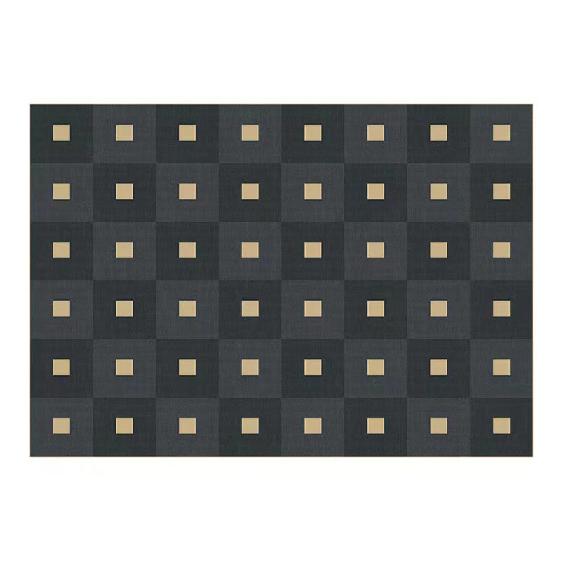Dark Gray Modern Rug Polyester Pattern Area Rug Stain Resistant Rug for Living Room