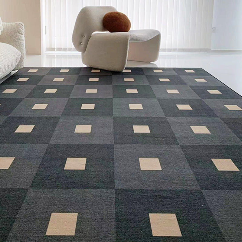 Dark Gray Modern Rug Polyester Pattern Area Rug Stain Resistant Rug for Living Room