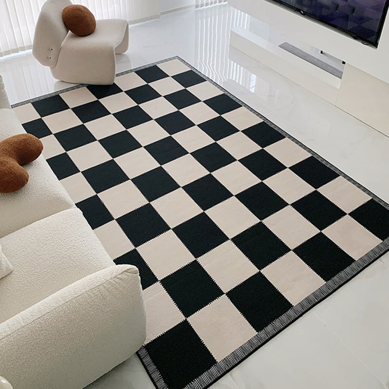 Dark Gray Modern Rug Polyester Pattern Area Rug Stain Resistant Rug for Living Room