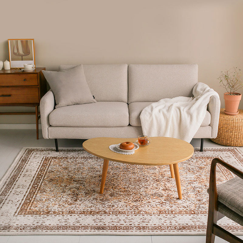 Light Brown Graphic Carpet Polyester Casual Carpet Washable Carpet for Home Decor