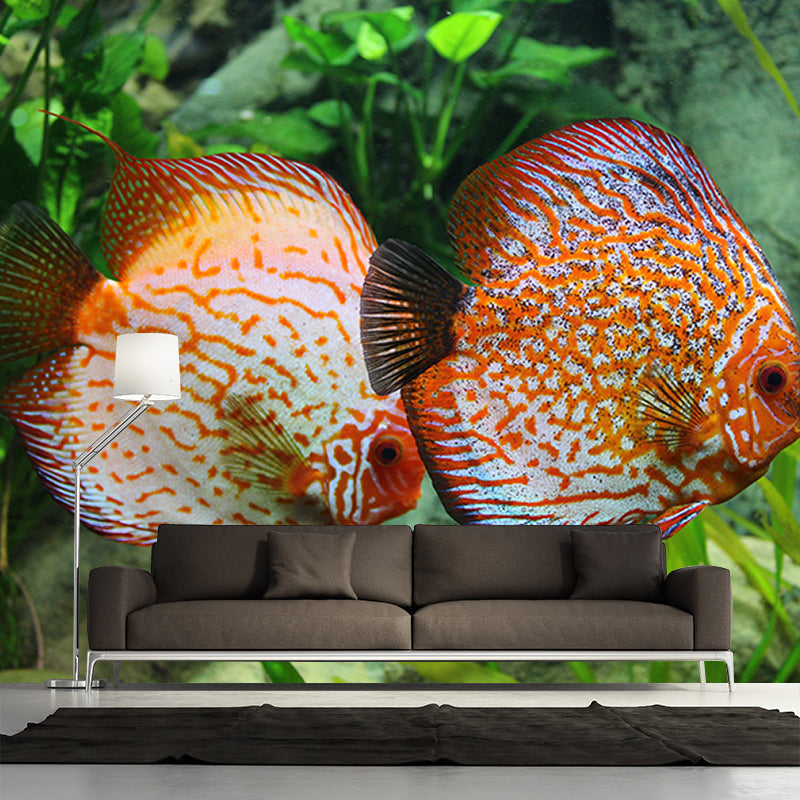 Pleasing Wall Mural Tropical Fish Print Living Room Wall Mural