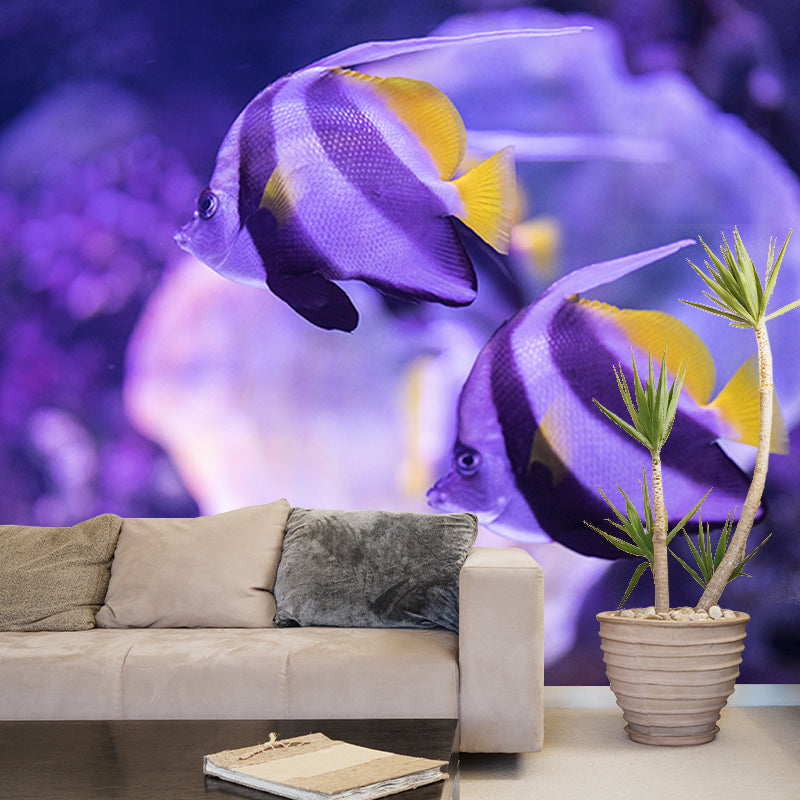 Pleasing Wall Mural Tropical Fish Print Living Room Wall Mural