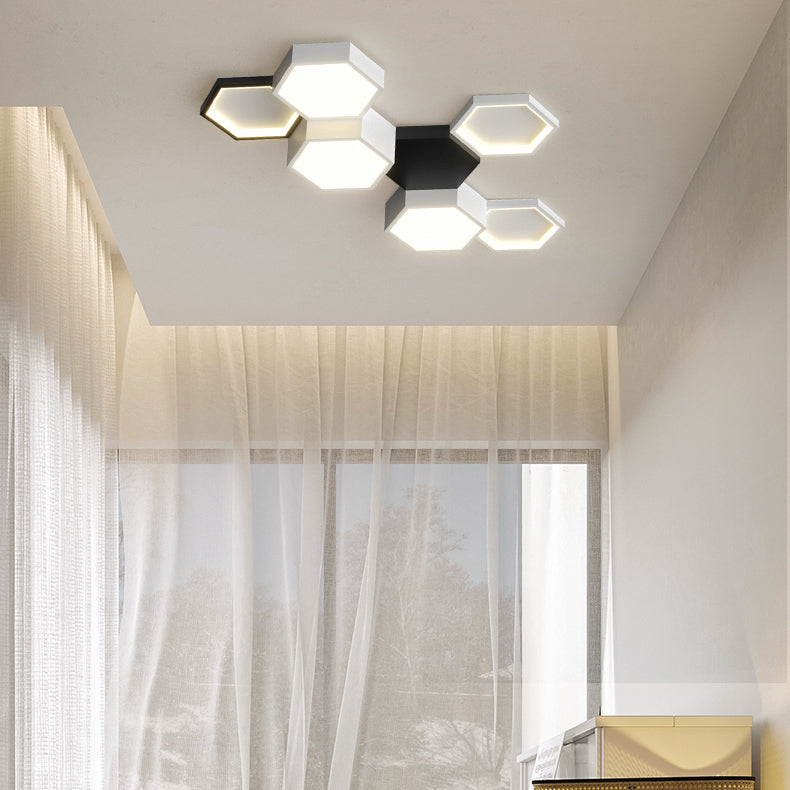 Modern Simple Style Iron Ceiling Light Hexagon Shape LED Ceiling Lamp for Bedroom