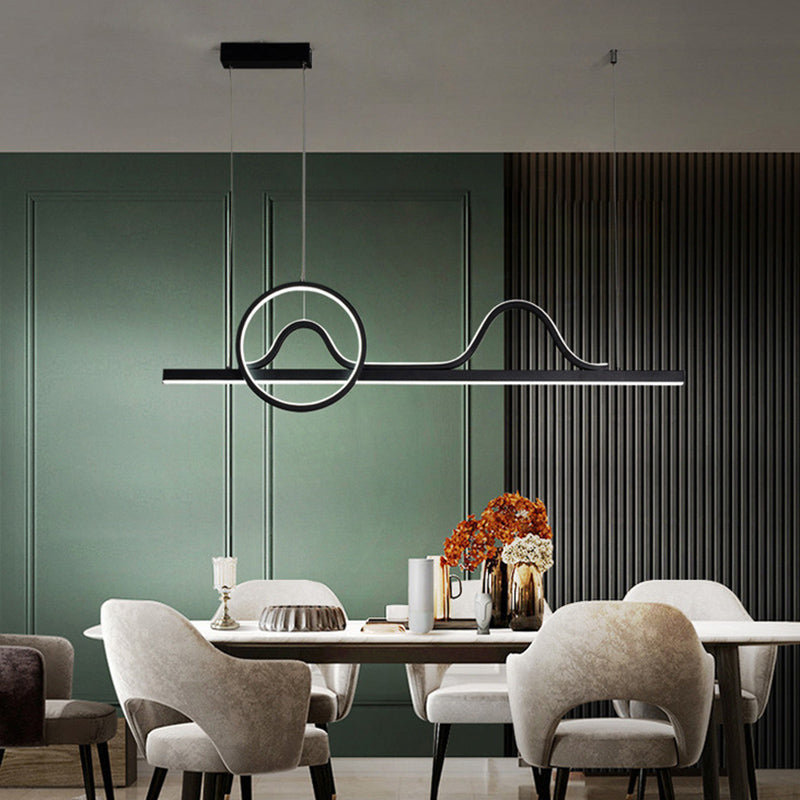 Linear Shape Island Pendants Contemporary Metal 3 Light Pendant Lighting Fixtures in Black