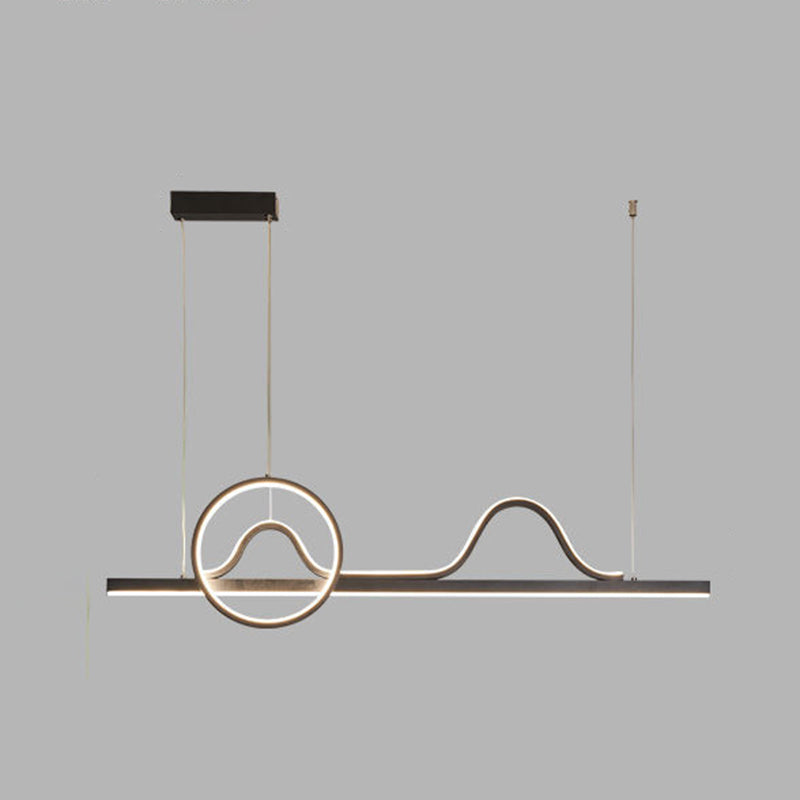 Linear Shape Island Pendants Contemporary Metal 3 Light Pendant Lighting Fixtures in Black