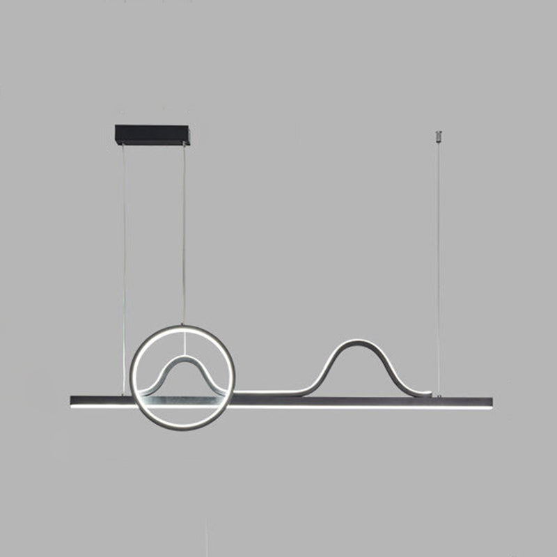 Linear Shape Island Pendants Contemporary Metal 3 Light Pendant Lighting Fixtures in Black