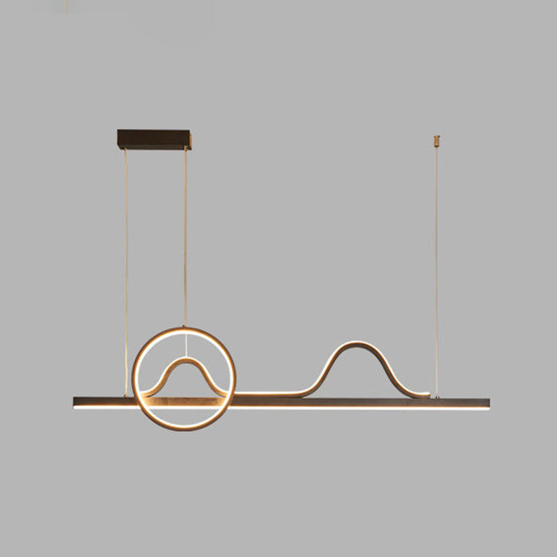 Linear Shape Island Pendants Contemporary Metal 3 Light Pendant Lighting Fixtures in Black