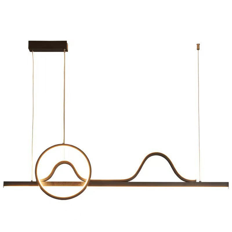 Linear Shape Island Pendants Contemporary Metal 3 Light Pendant Lighting Fixtures in Black