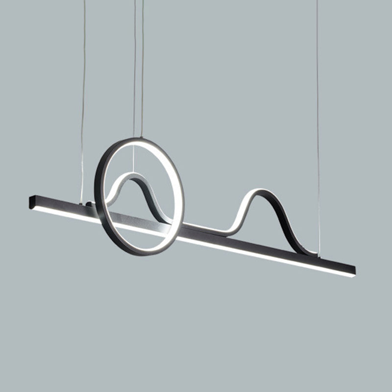 Linear Shape Island Pendants Contemporary Metal 3 Light Pendant Lighting Fixtures in Black