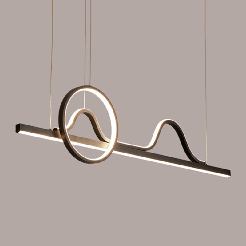 Linear Shape Island Pendants Contemporary Metal 3 Light Pendant Lighting Fixtures in Black