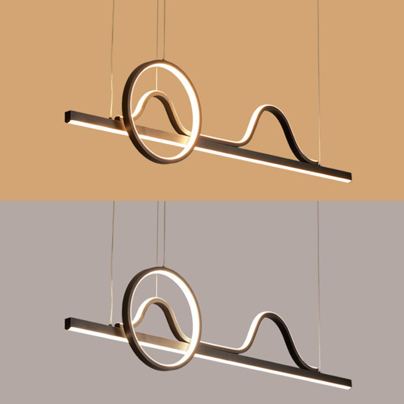 Linear Shape Island Pendants Contemporary Metal 3 Light Pendant Lighting Fixtures in Black