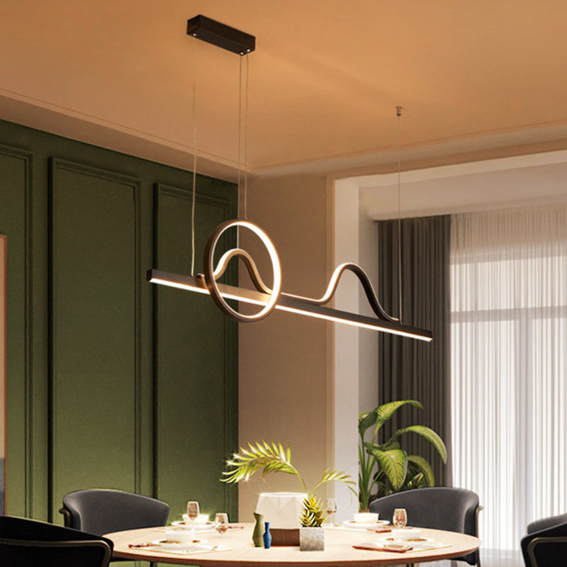 Linear Shape Island Pendants Contemporary Metal 3 Light Pendant Lighting Fixtures in Black