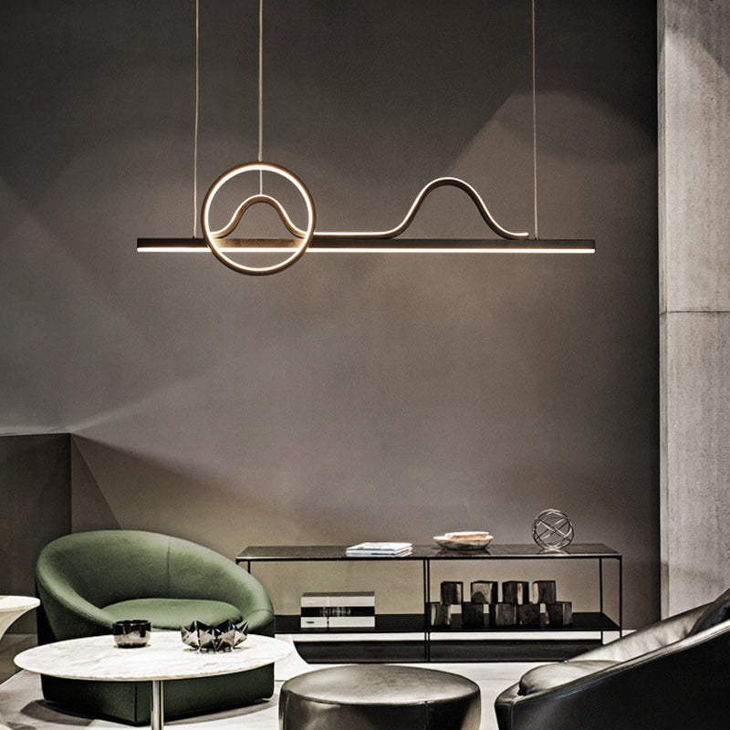 Linear Shape Island Pendants Contemporary Metal 3 Light Pendant Lighting Fixtures in Black