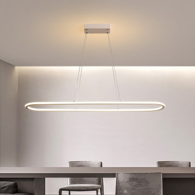 Linear Shape Island Pendant Contemporary Metal 1 Light Pendant Lighting Fixture in White